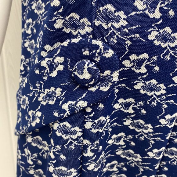 Vintage Cedar Glen Women's Short Sleeve Blue Floral Knee Length Dress Size 22 - Picture 6 of 9